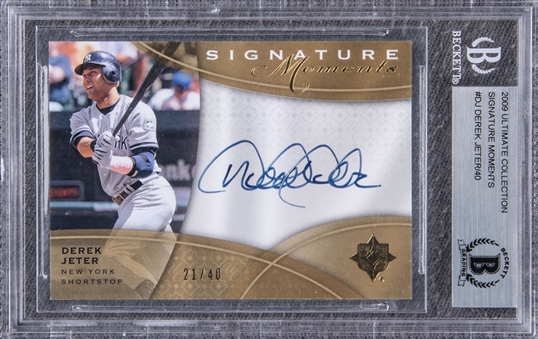 2009 Ultimate Collection Signature Moments #DJ Derek Jeter Signed Card (#21/40) - BGS Authentic